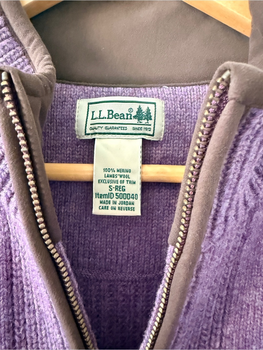 L.L. Bean Vintage Merino Wool Women's Zip-Neck Sweater Ribbed Purple Small - Picture 2 of 11